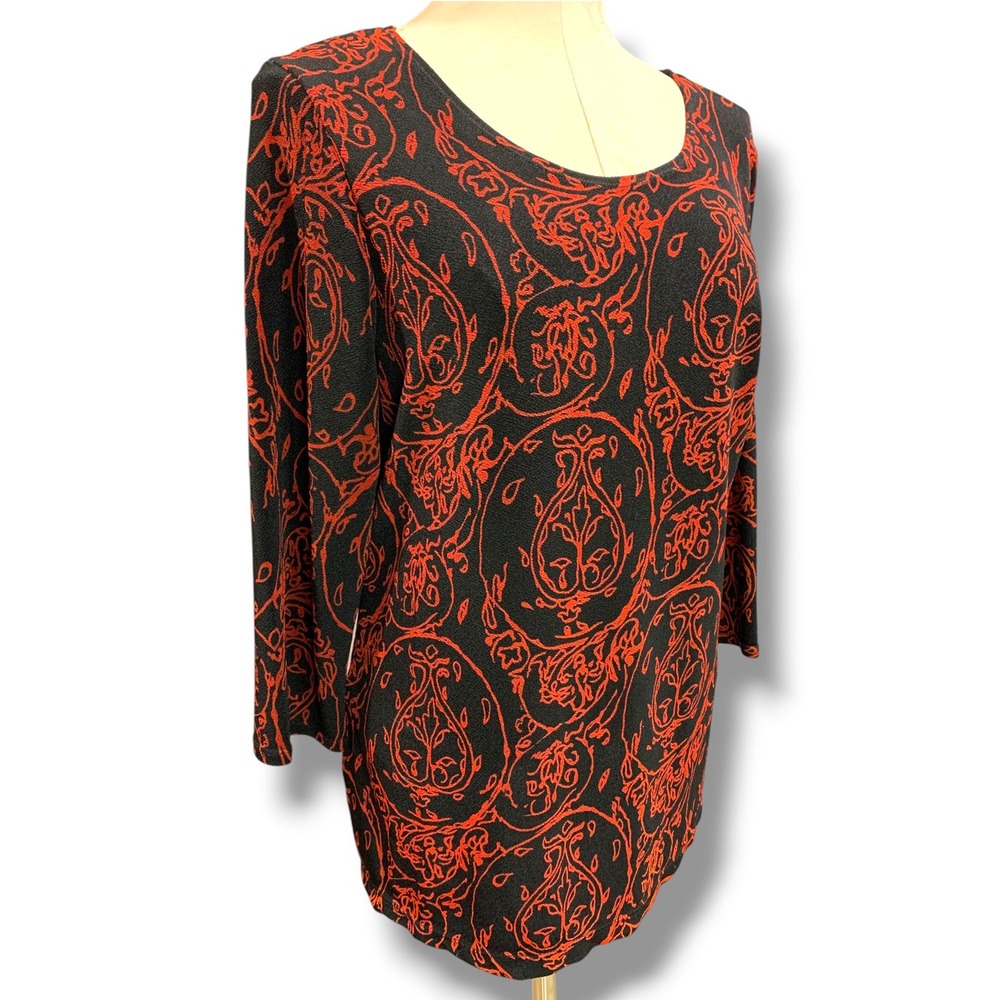 Size XL Notations Stretch Womens Black Travel Knit Shirt Pullover Red Black